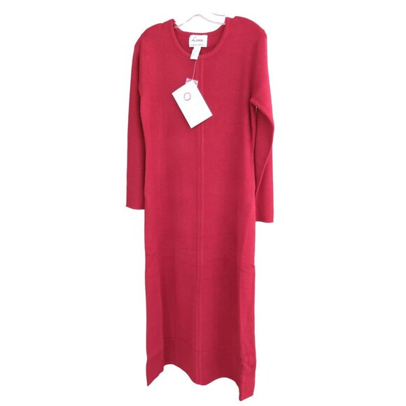 Vtg Linea Louis Dell Olio Womens Size Small Red Long Stretch Pullover Dress - Picture 1 of 10